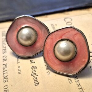 Elegant Pink and Silver Pearl Earrings